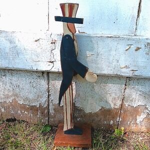 Wooden Uncle Sam standing figure